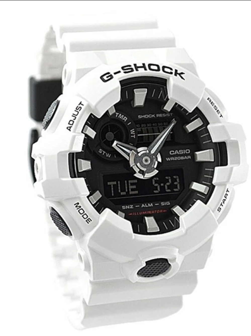 Casio G-Shock White and Black Hybrid Digital-Analog Watch